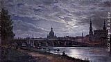 Johan Christian Clausen Dahl View of Dresden at Full Moon painting